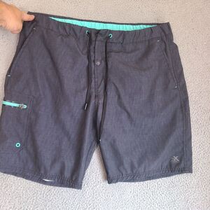 ZeroXposur Swim Trunks Mens Large Gray Drawstring Swimwear‎ Shorts 37 Waist